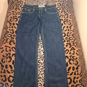 Smoke Rise Jeans Men's Size 34x34 Gold Stitching Pocket Flaps Whiskering